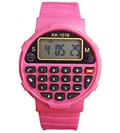 Kids Sports Watch with Calculator, Fashion Wrist Watch, Digital Watch, KK-1016, Pink Color